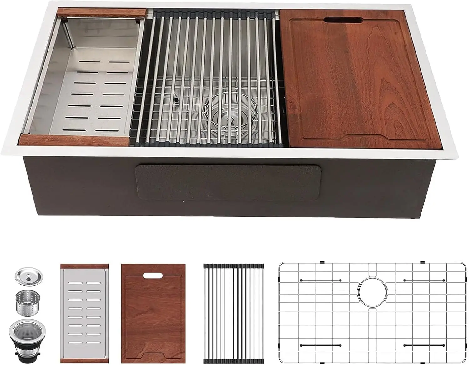 

Кухонная раковина Lordear 33x1 9 с нижним креплением, кухонная раковина из нержавеющей стали, рабочая станция с 16 калибрами, с одной чашей