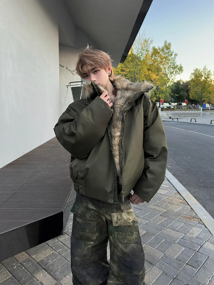 

Warmth Military een ort Cotton Jaet with Furry Collar And Fur Leather Inteated Youth Faion Sle for Men Winter Out...