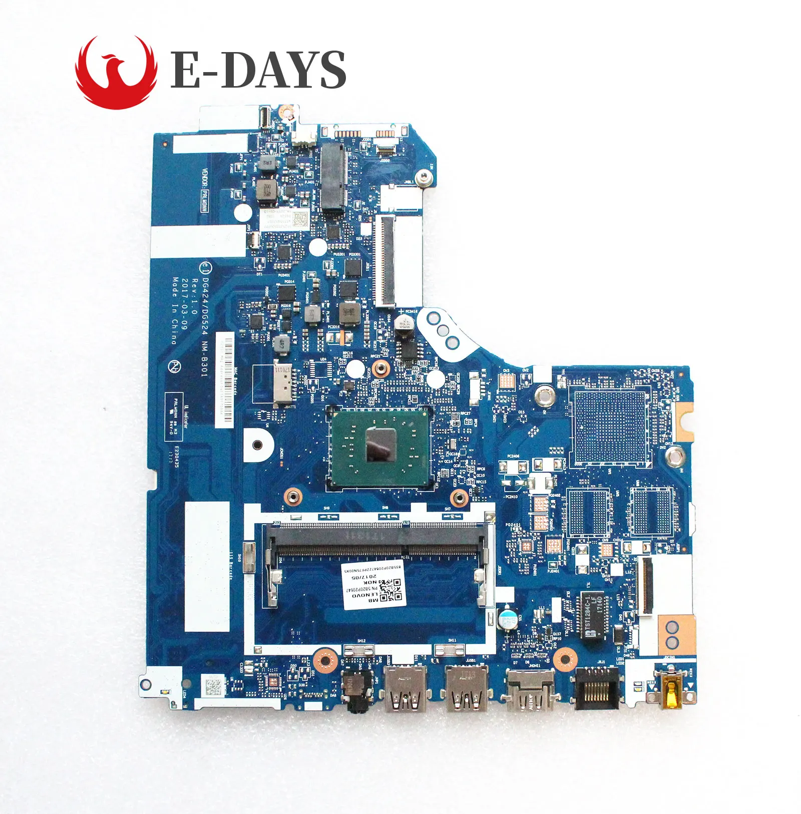 For Lenovo Ideapad 320-15IAP Laptop Motherboard DG424 DG524 NM-B301 Mainboard With N3350/N3450 N4200 5B20P20644 5B20P20648