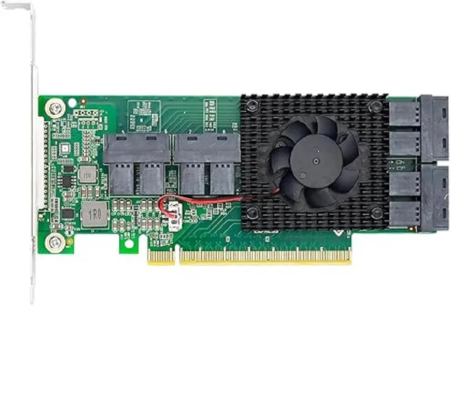 8 Port U.2 to PCIe x16 SFF-8643 NVMe SSD Adapter with Heatsink-9349-8I/9348-8I