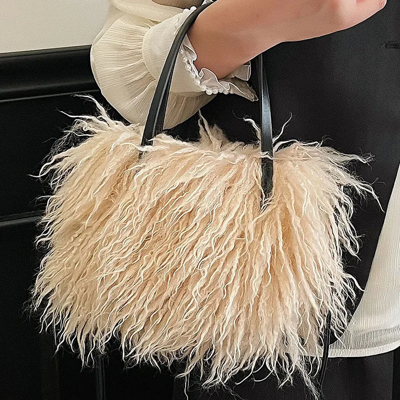 

Однотонная плюшевая женская сумка, осенне-зимняя новая корейская стильная высококачественная простая сумка через плечо на молнии, сумка на одно плечо