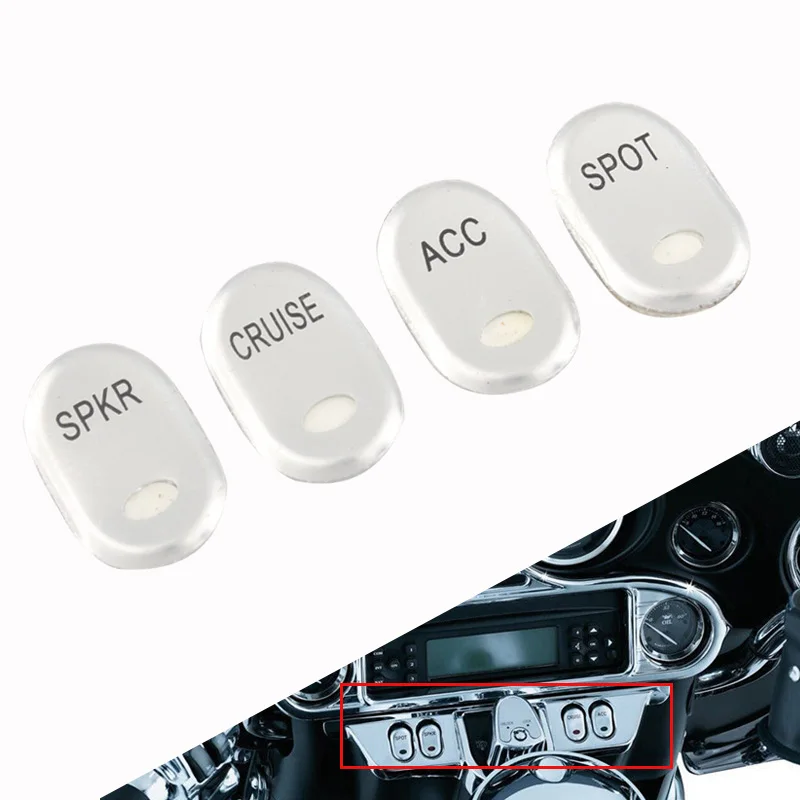 

4pcs Motorcycle Rocker Panel Switch Buttons Housings Covers Caps Kit Chrome For FLHTCU FLHTK FLHTCUSE FLTR FLTRU FLTRSE FLHTCUTG