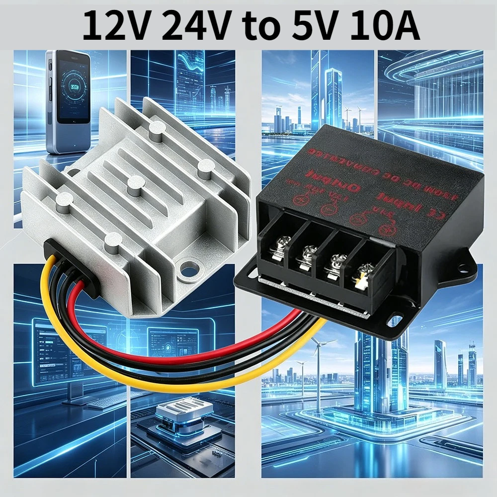 

DC/DC 12V 24V Step Down to 5V 10A Converter Step Down Regulator Power Adapter Module Transformer for Car Low Voltage Transformer