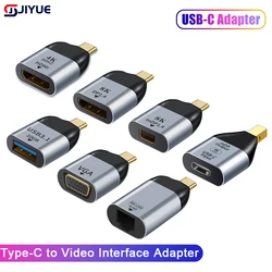 USB Type C Adapter Male to USB/HDMI-compatible/DP/VGA/Mini DP/RJ45 Female 4K/8k 60Hz Vedio Transfer for Laptop Phone Macbook Pro