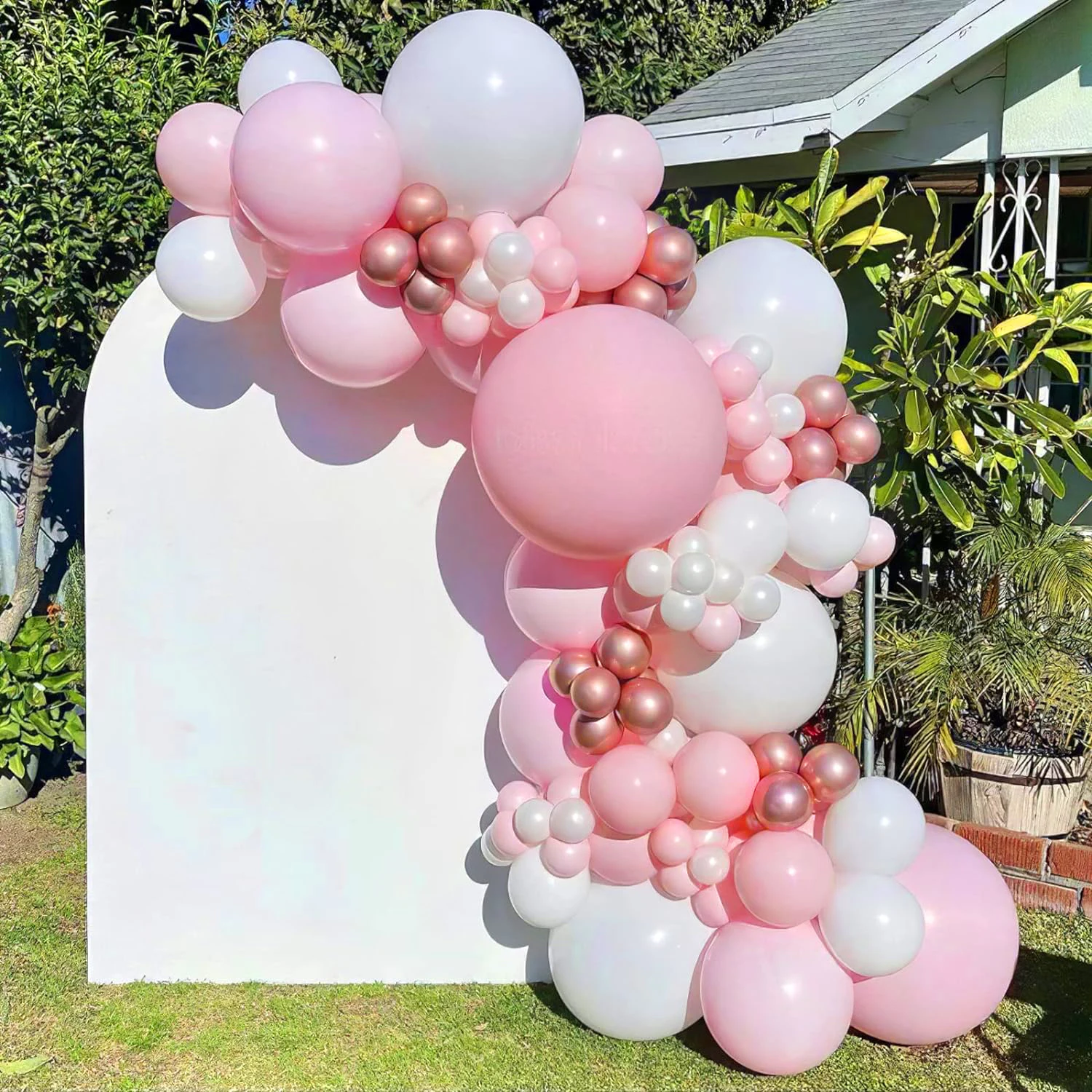 106-teiliges Latex-Ballon-Set in Rosa, Weiß, Roségold, geeignet für Geburtstagsfeiern, Hochzeiten, Valentinstag-Party-Dekoration
