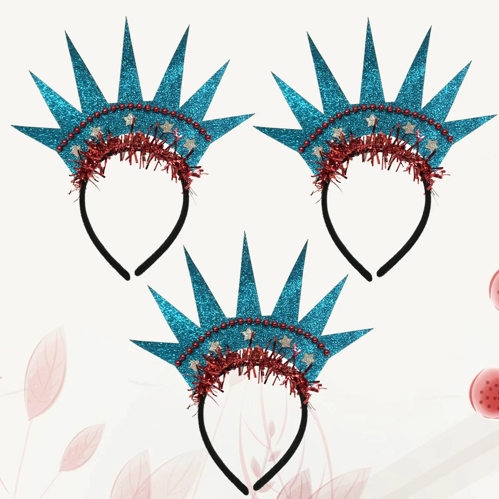 

3 Pcs Headbands Lightweight Statue of Liberty Crown Design Party Headdress Independence Day Hair Hoop Photo Props Accessories