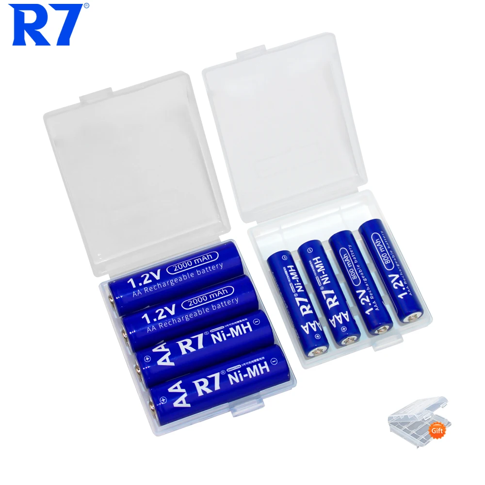 R7 1.2V AA+AAA Rechargeable battery Ni-MH aa aaa batteries AA 2000mAh AAA 800mAh and LCD Charger for Flashlight Camera Toy Car