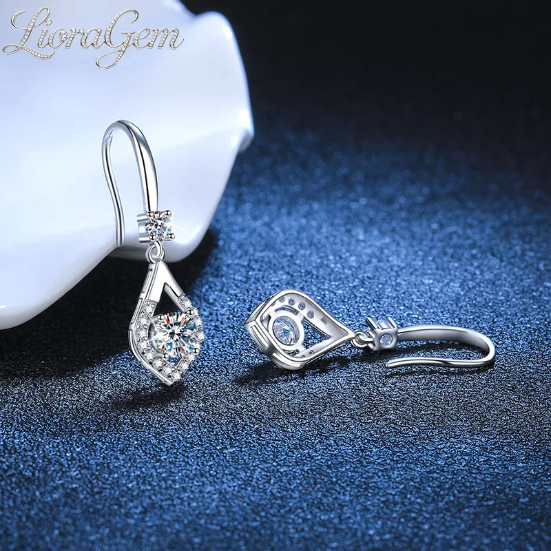 LioraGem Stylish Women's Teardrop Diamond-Studded Hoop Earrings, 0.5-Carat Moissanite Earrings Platinum PT950 Stamp Perfect Gift