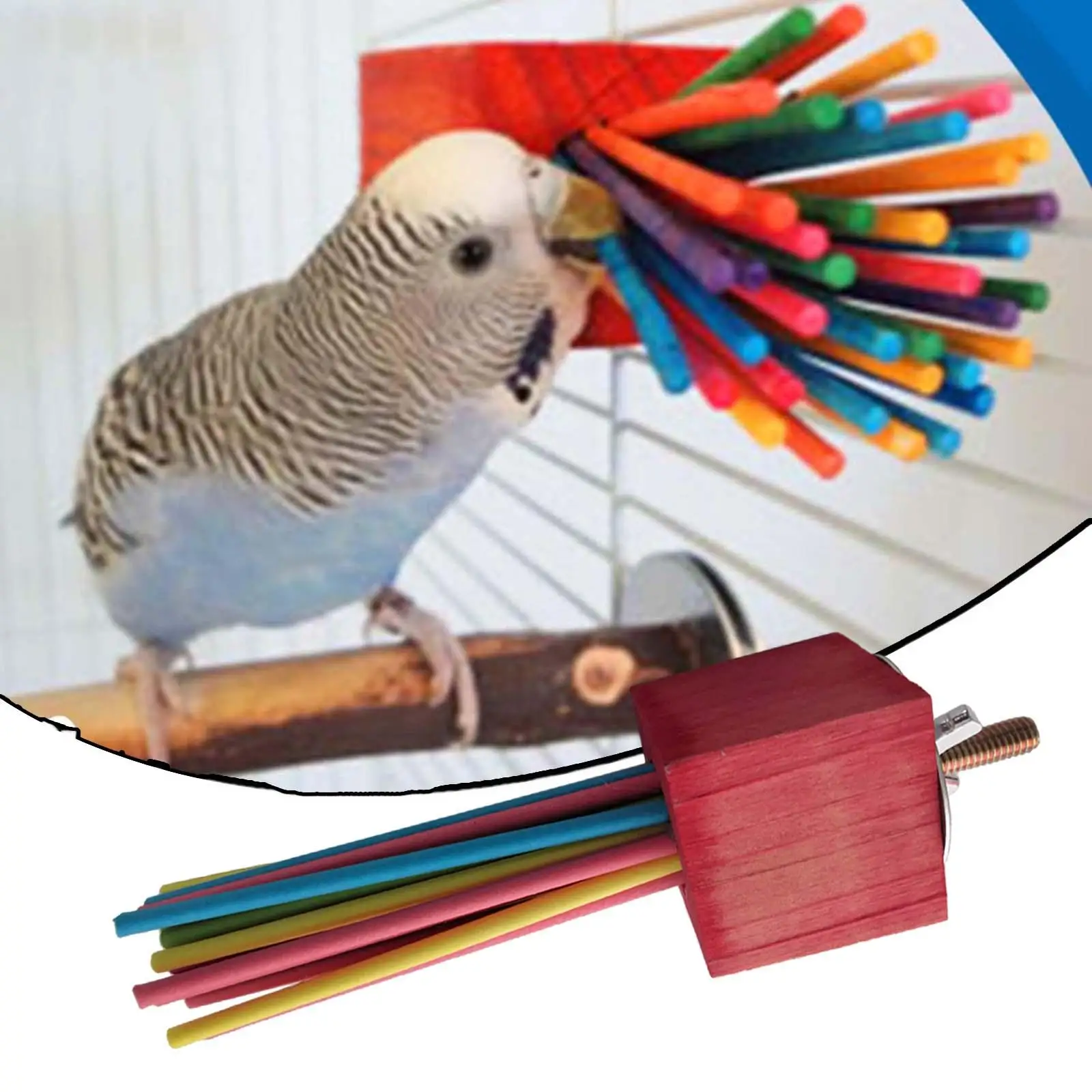 Chewable Paper Birds Toy Parrot Chew Toy Bird Cage Accessories with Colorful Sticks for Cockatiel Budgerigar