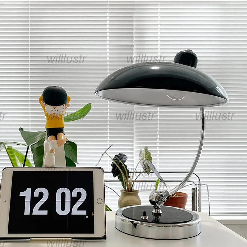 

Nordic Bauhaus Table Lamp Metal Creative Desk Light Hotel Living Bedroom Study Sofa Side Vintage Button Switch Reading Lighting