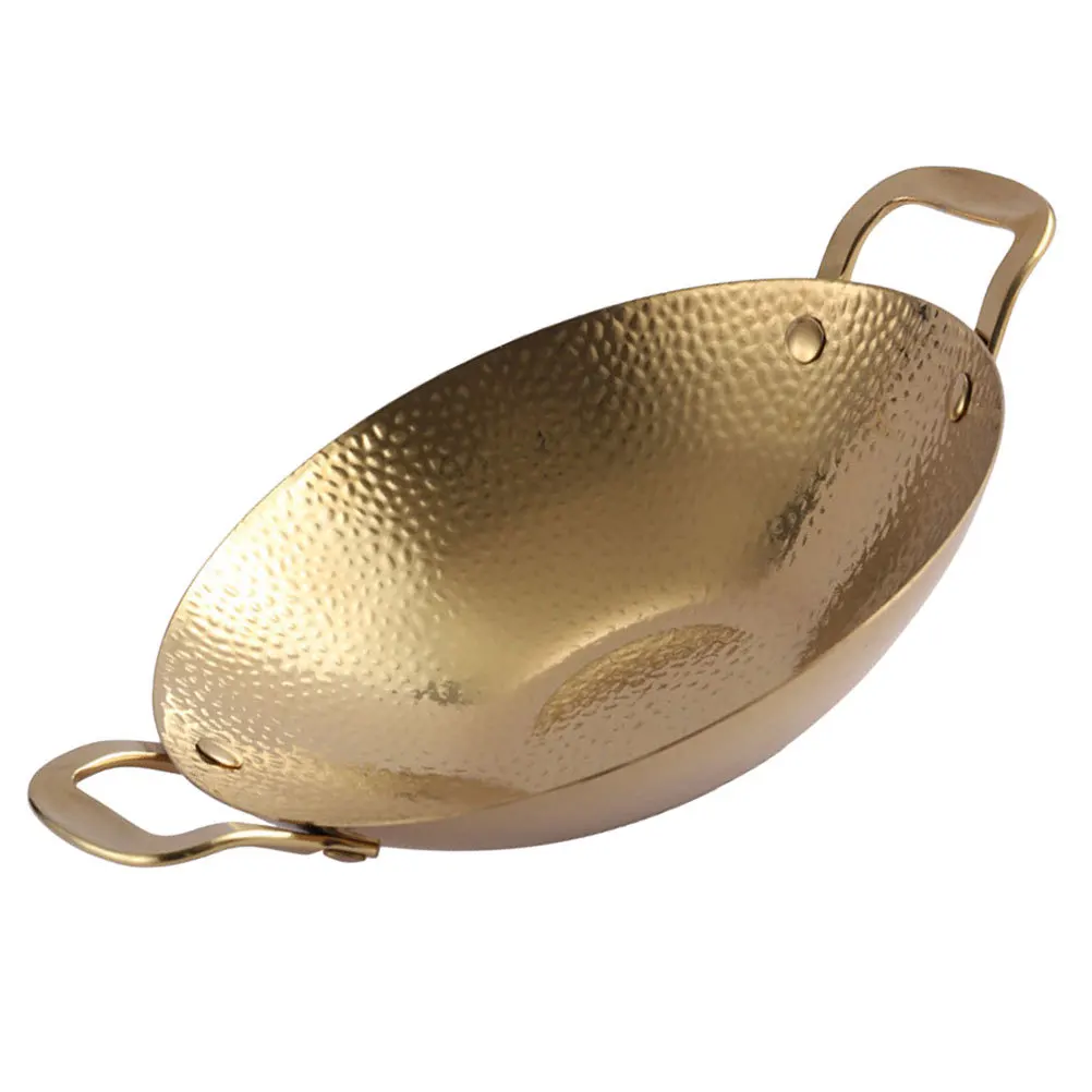 

1pc Hammered Dry Stainless Steel Double Handle Non-Slip Heat Insulated Cooking Pot For Hot Pot Seafood Stew Kitchen Metal Pans