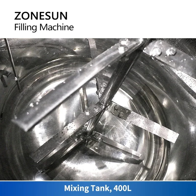 ZONESUN Automatic Filling Machine with Mixing Tank ZS-YT6T-6V Automatic Emulsifying Blender Piston Pump Cosmetic Shampoo Lotion