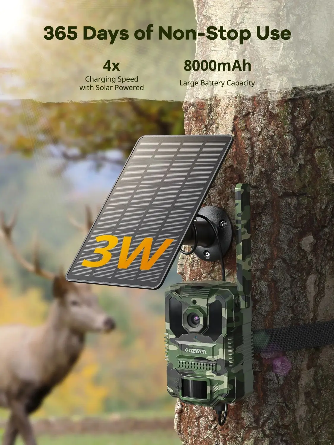 4G LTE Wildcamera met app, 2.7K Solar Jachtcamera met SIM-kaart, fotovallen camera, PIR Bewegingsensor, Nachtzicht - afbeelding 2