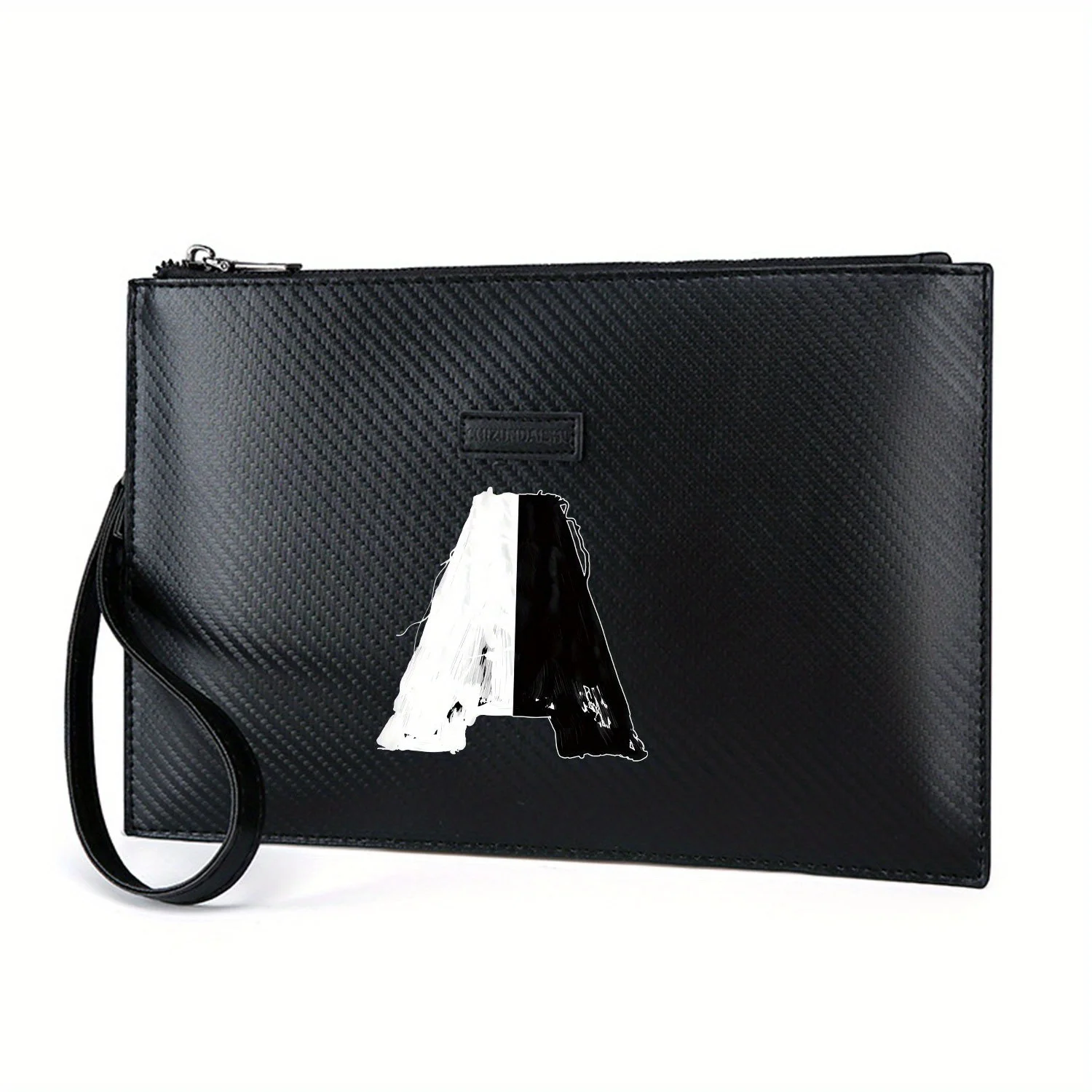 Borsa da uomo in PU stampata elegante con lettera di vernice artistica divisa Contrasto Alla moda e pratica per il trasporto quotidiano