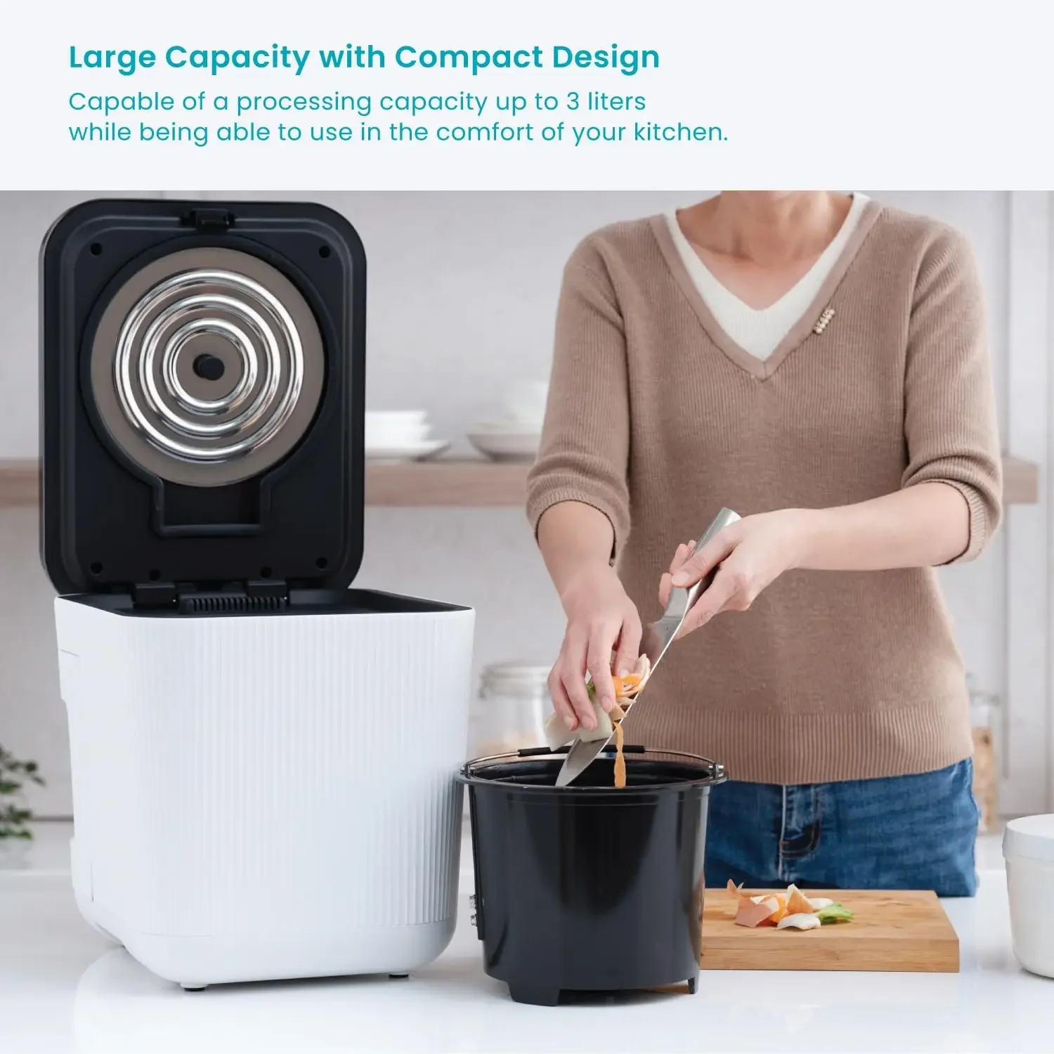 Living Electric Composter for Kitchen, Helps Turn Food Waste Into Pre-Compost, Features Auto-Cleaning Cycle