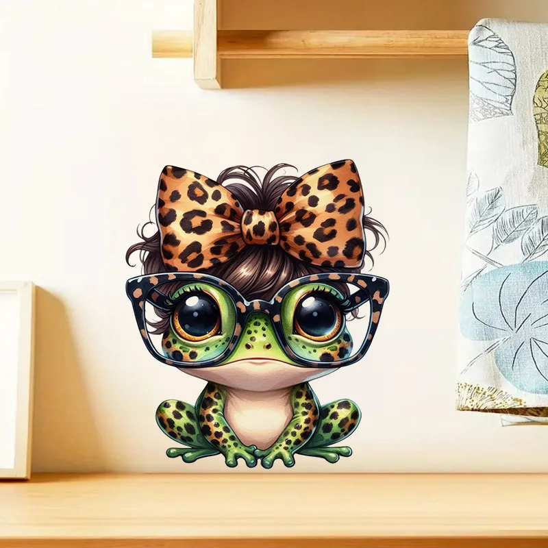 1pc Funny Lady Leopard Frog Sticker, Water-proof Home Wall Decal, Used for Wall, Bathroom, Cabinet, Door,Toilet, Car, Laptop