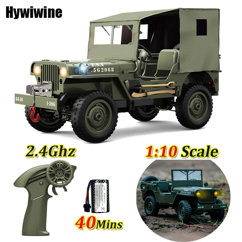 RC Car 1:10 Scale Military Truck 2.4G 4WD Electric Drive Off-Road Remote Control Car Simulated Vehicle Christmas Toys for Kids