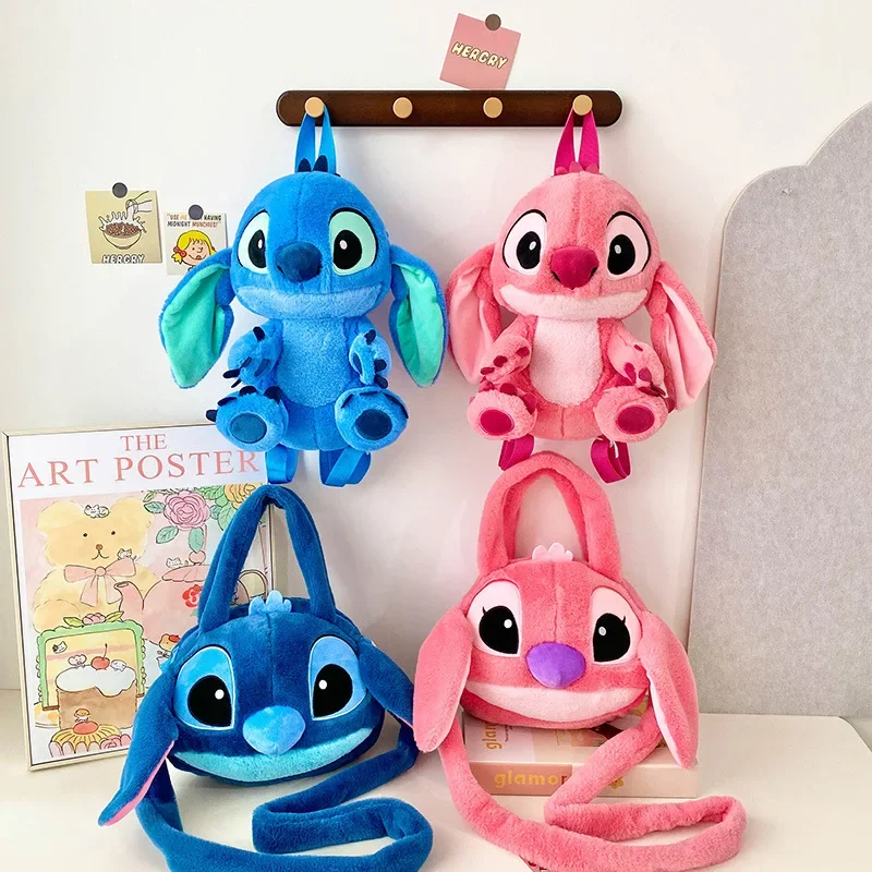Kawaii Disney Stitch Bag Plüsch Rucksack Bagpack Doppelte Schulter Umhängetasche Aufbewahrungstasche Plushie Anime Spielzeug Geschenk für Mädchen