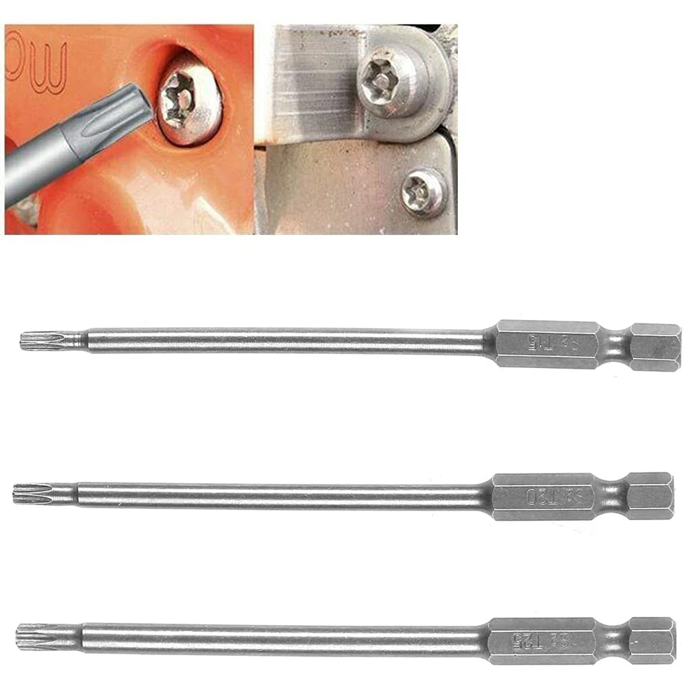 Jeu d'embouts de tournevis longs Torx, jeu d'embouts Torx magnétiques, T6-T40 de tournevis électrique à tige hexagonale de 100 pouces 13 pièces 1/4mm