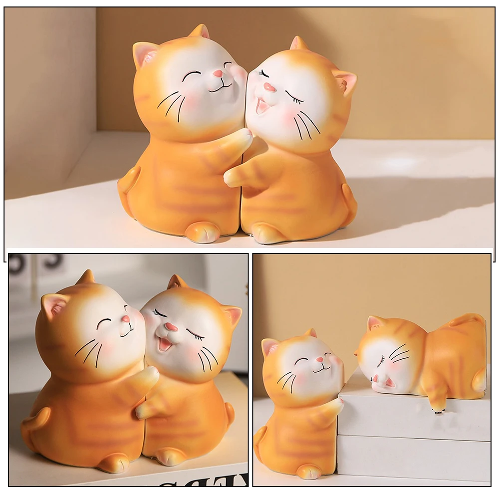 

1 Pair Resin Bookends Decorative Book End Non-Slip Cat Modeling Unique Book Holders Creative Desktop Office Supply Lovely