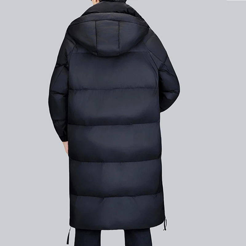 Casual Men's Warm Long Hooded Duck Down Jackets 2025 Winter Outwear Black Color Loose Puffer Coats Thicken Top Parkas Clothing