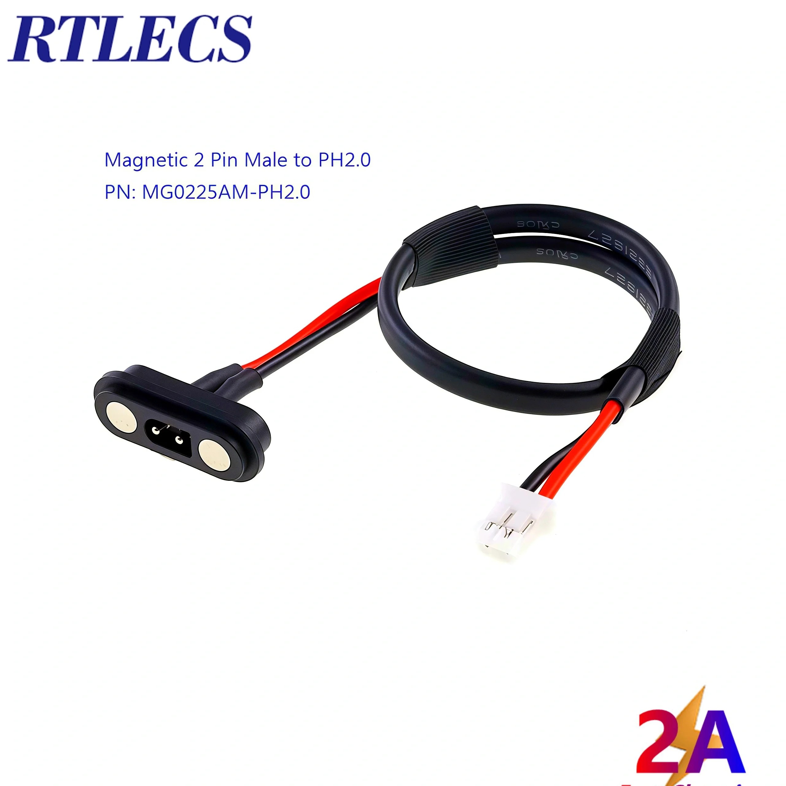 1/5 Pcs 2A12V Waterproof Magnetic PogoPin Connector 2Pin Male Female 2.54 MM Spring Loaded High Current 2P DC Power Socket