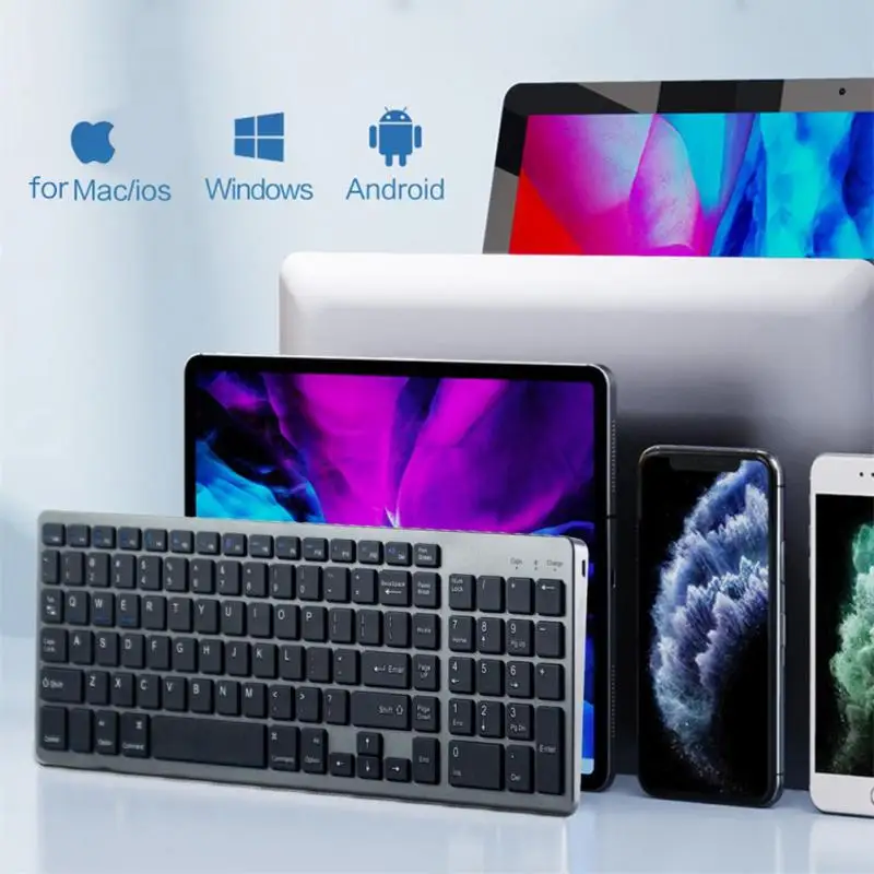 Перезаряжаемая беспроводная клавиатура и мышь, русская версия, тонкий бесшумный комплект клавиатуры компьютерной мыши 2,4G, для ноутбука, ПК, ТВ