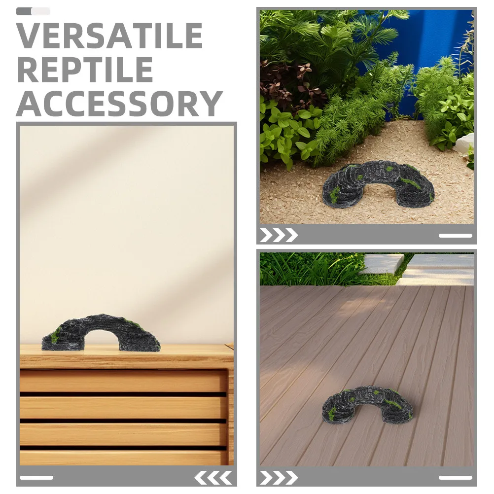 Reptile Basking Platform Rock Turtle Tank Climbing Ladder Hideout Resin Bridge Aquarium Terrarium Decor for Bearded Dragon Gecko - view 6