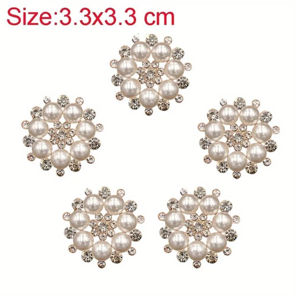 10 Stück Kunstperlen-Blumenknöpfe, transparenter Strass, zum Nähen, Basteln, Scrapbooking, Verzierungen – Detail 2