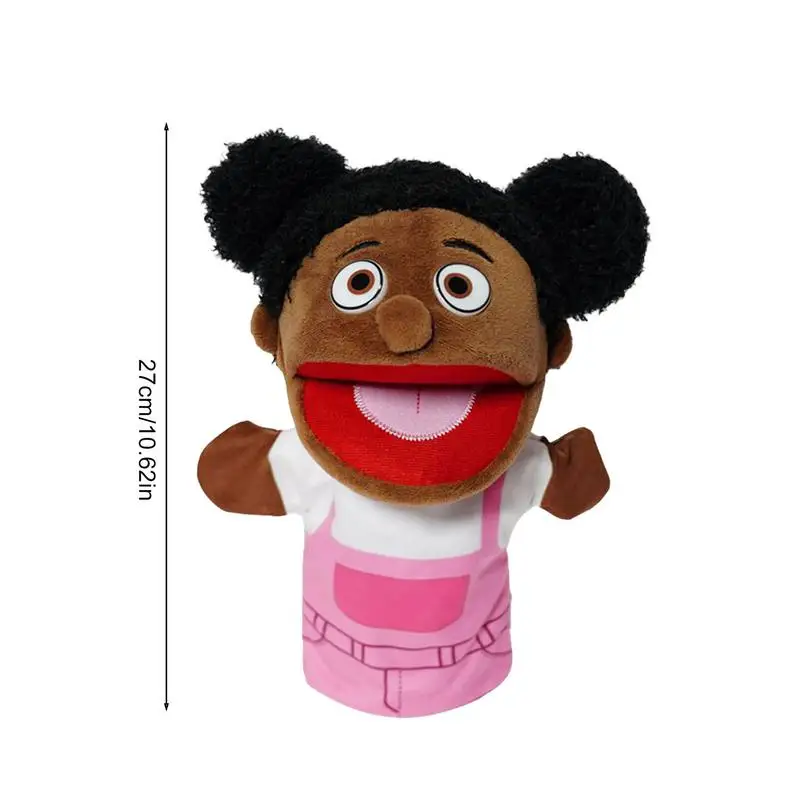 Marionetas de mano de boca abierta para niños, marionetas de felpa de dibujos animados para personas negras, títere de cuentacuentos, familia, abuelos, mamá y papá, muñecas