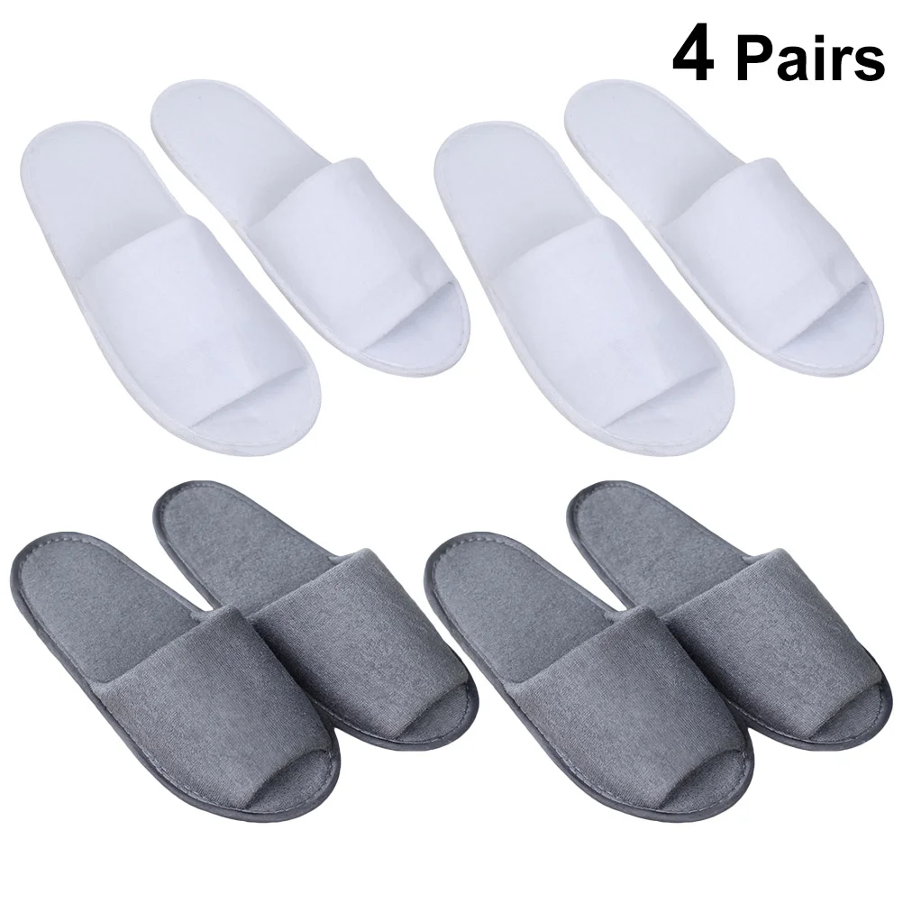 

4 Pairs House Slippers for Men Hotel Single Disposable Open Toe and Women Travel