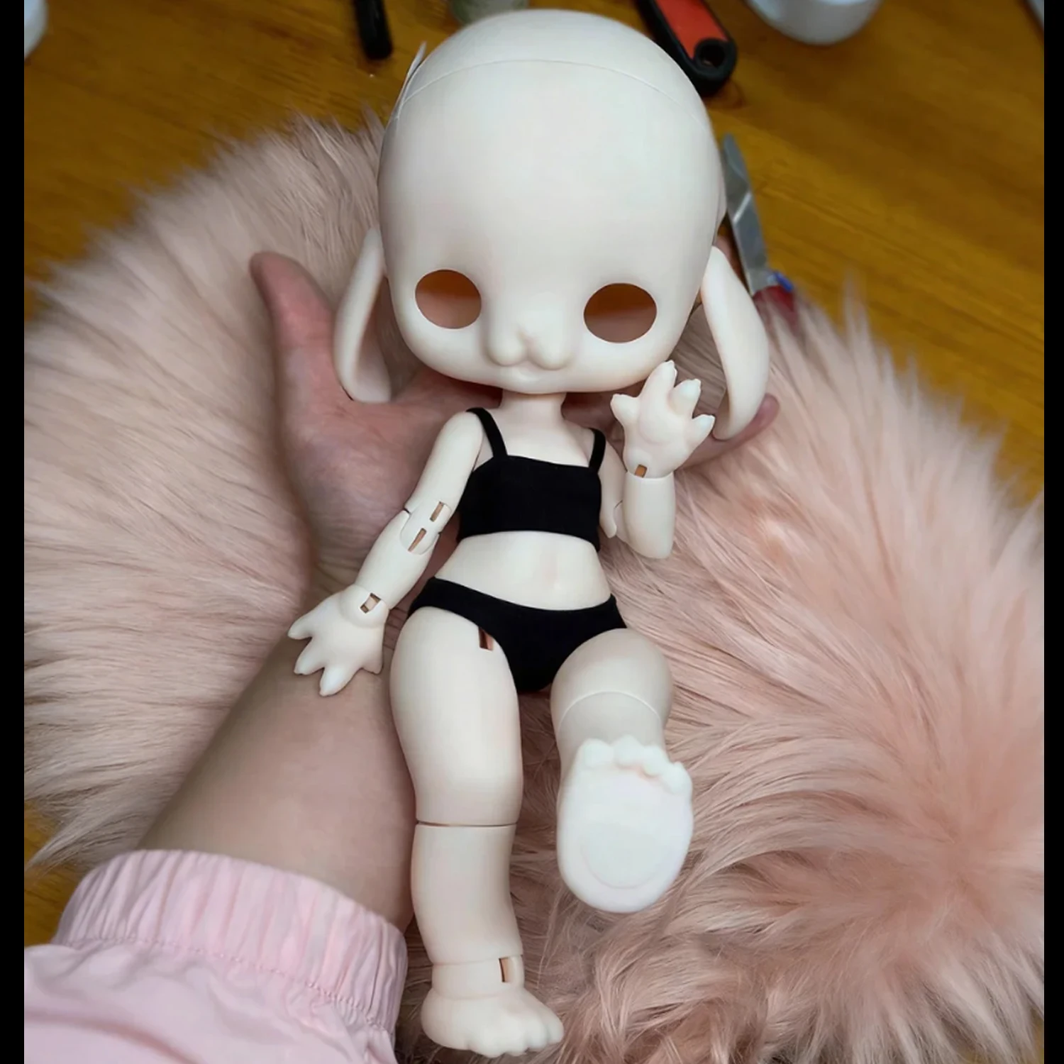 1/6 BJD Rabbit Doll Head With Body No Face up NudeDoll Ball Jointed Dolls Without Makeup Toys Gifts