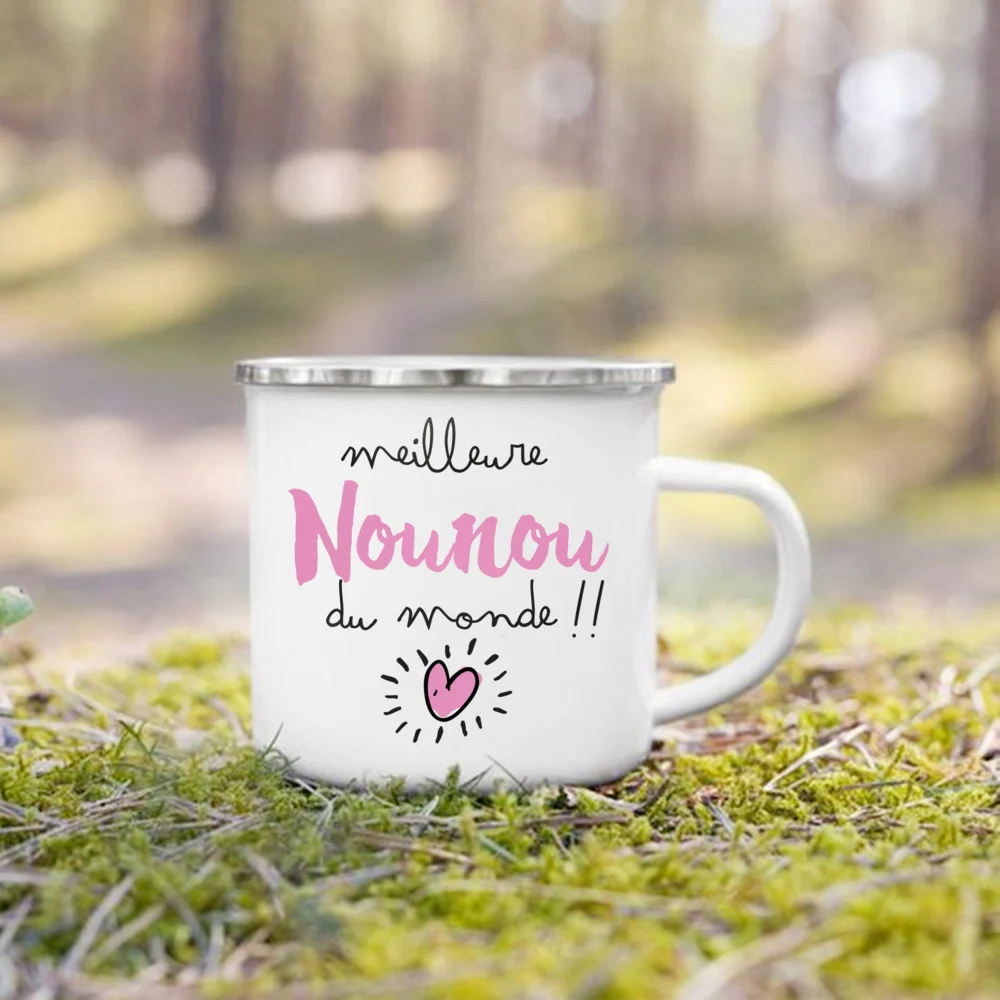 A Great Nounou You Won\'t Forget Printed Mugs Creative Coffee Cups Drinks Water Cup Enamel Mug Handle Drinkware Gifts for Nounou