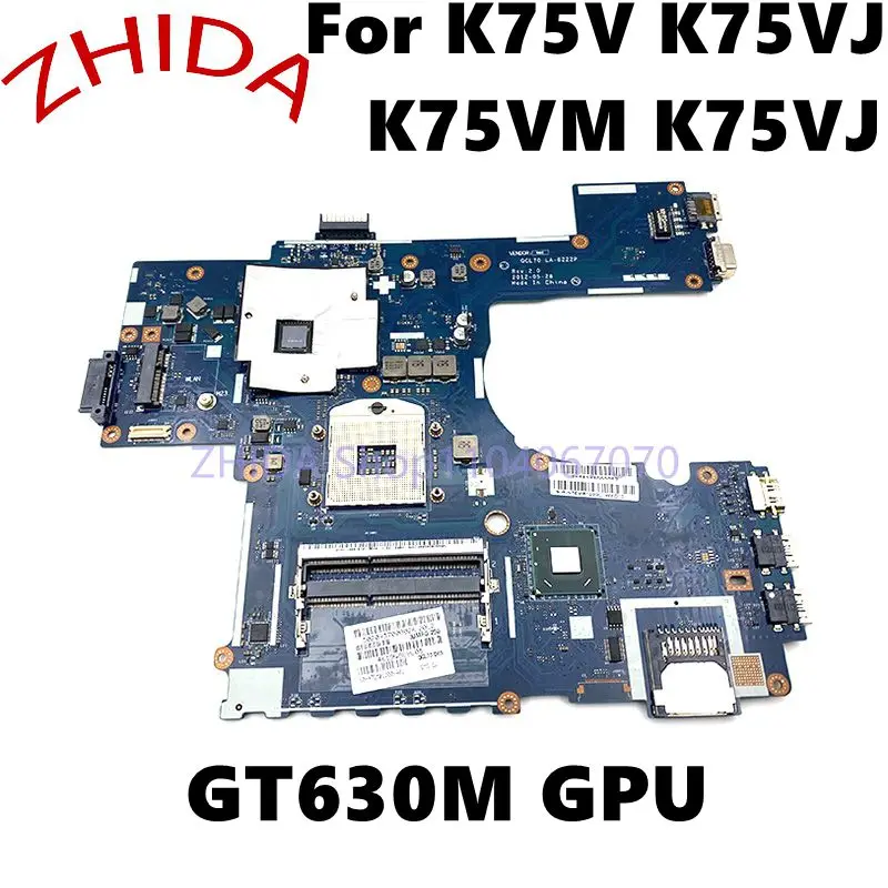 For ASUS K75V K75VJ K75VM K75VJ laptop motherboard QCL70 LA-8222P GT630M GPU DDR3 main board full test