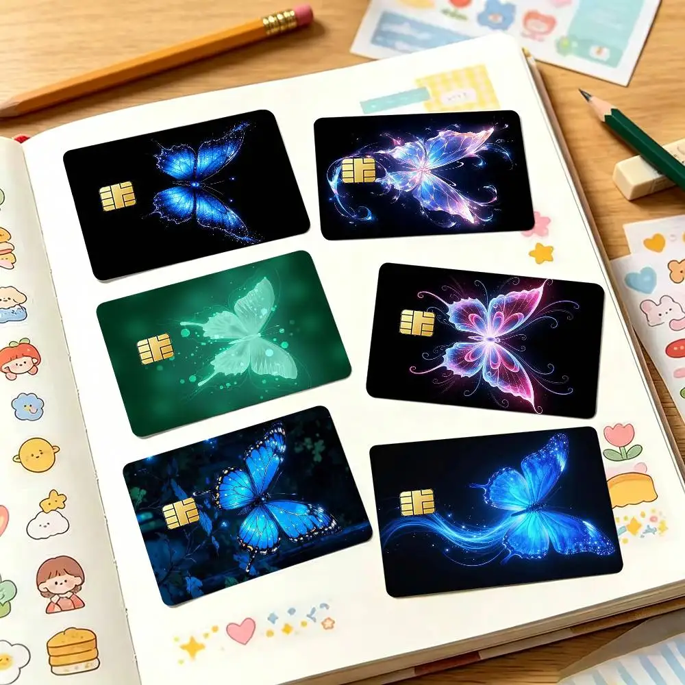 

Glow in the Dark B-Butterfly Credit Card HD Stickers Game Card Decal Small Chip Waterproof Sticker Gift