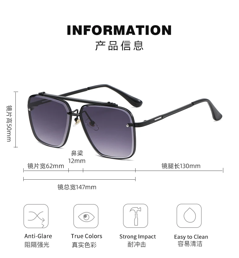 Fashionable luxury casual men's sunglasses, top-notch handsome high-end sunglasses