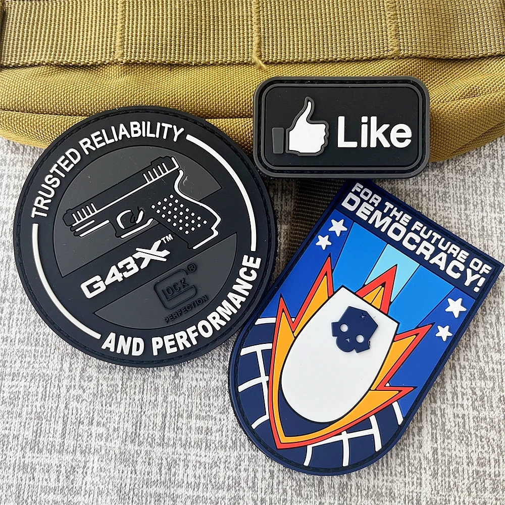 G43X GLOCK PERFECTIOM Patches PVC Morale Badge Backpack Hook and Loop Sticker Helldivers 2 Skull Bomb