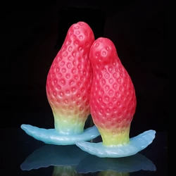 WOYE Liquid Silicone Strawberry Anal Plug Butt Plugs Masturbator Posterior Enlargement Anal Dilators Adult Toys For Men/Women