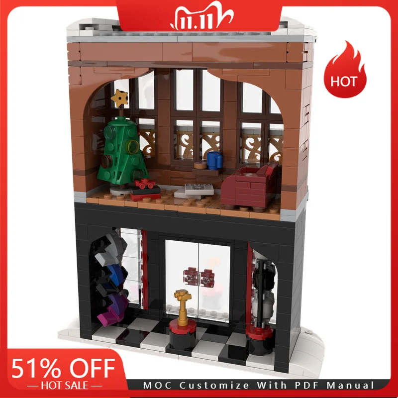 

443 Parts Christmas Holiday Store Model MOC Building Blocks Brick DIY Creative Assembly Display Toys For Children Birthday Gifts