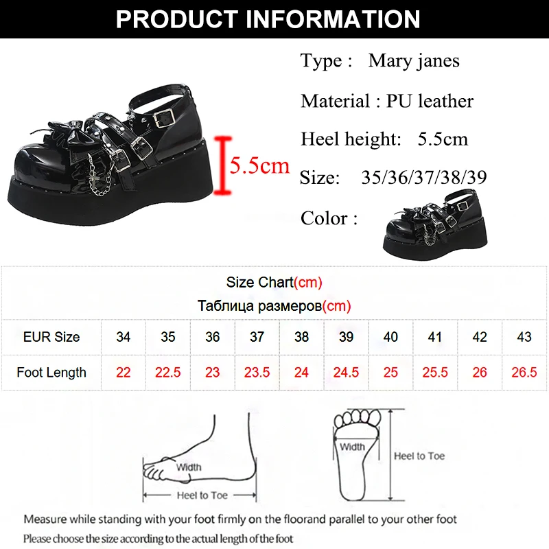 ZOKI 2024 Spring Chunky Platform Mary Janes Women Sweet Bowtie Ankle Strap Lolita Shoes Woman Rivets Punk Gothic Shoes Pumps