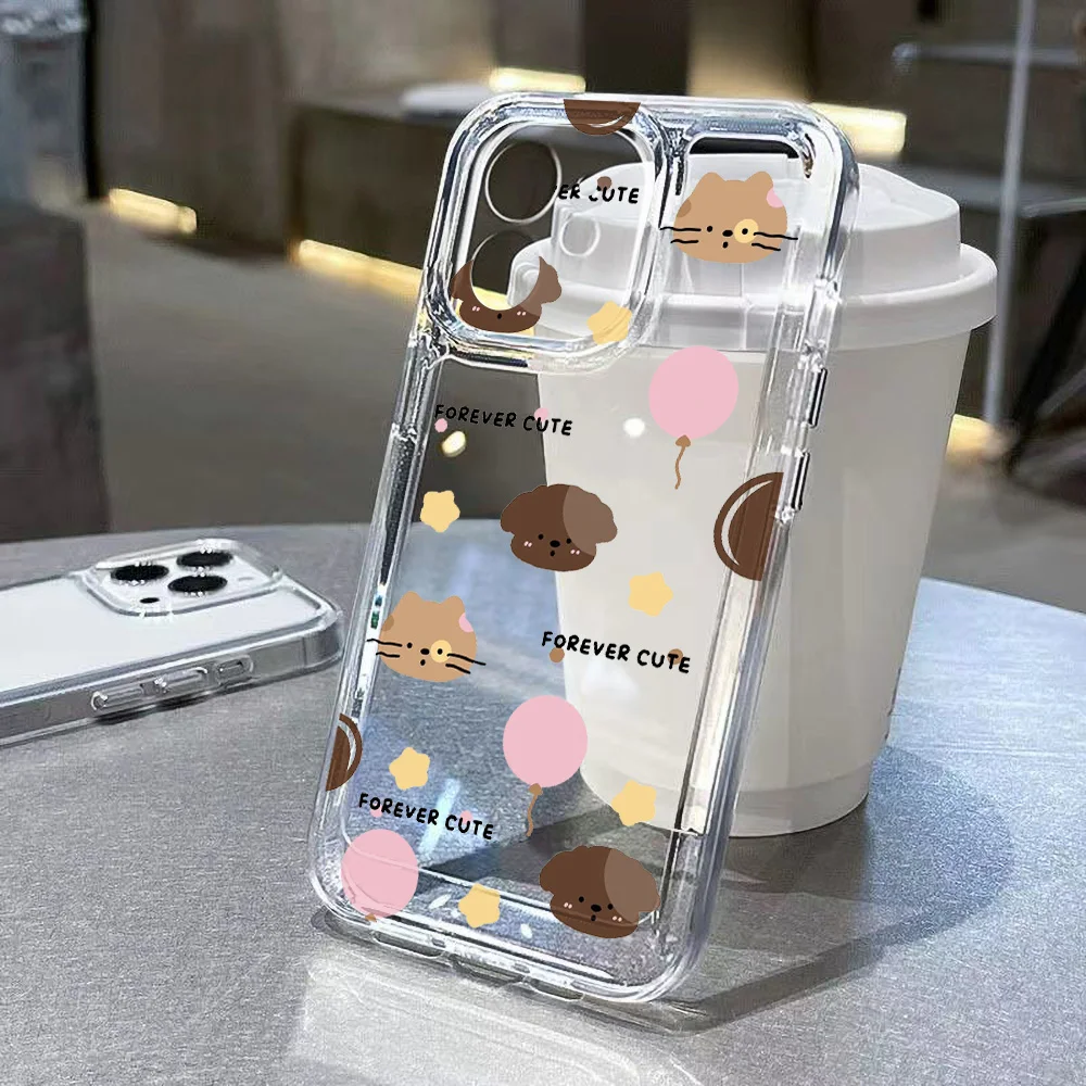 Y2K Pattern Cute Cat Phone Case For iPhone 13 Case iPhone 15 14 12 11 Pro Max XR X XS 7 8 Plus SE Soft Shockproof Clear Cover image 3