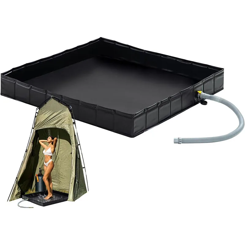 

Foldable 41"x41" Portable Shower Pan with Detachable Drain Pipe Anti-Slip Surface - RV/Camping/Indoor Multi-Scenario Shower Base