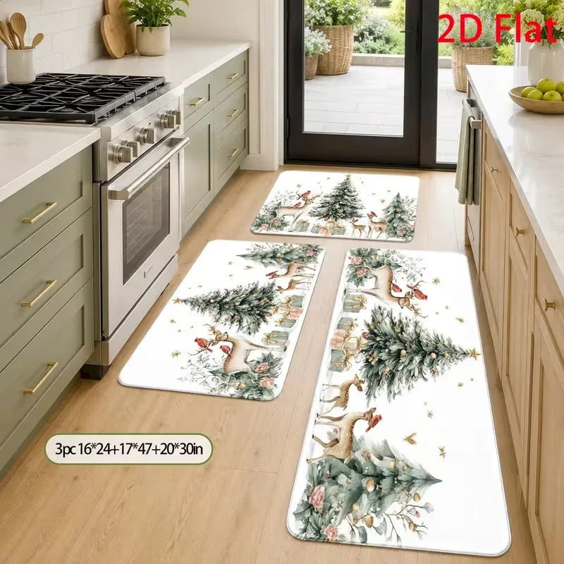 VIKAMA Snowman Let It Snow Anti Fatigue Non Slip Washable Absorbent Waterproof Kitchen Floor Mat Winter Decors Home Decoration