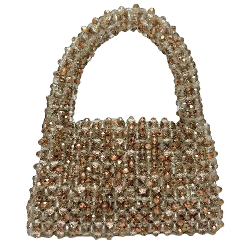 Luxury Crystal Beaded Woven Women's Bag 2024 New Fashion High Quality Flap Handbags for Woman Customized Celebrity Banquet Bags