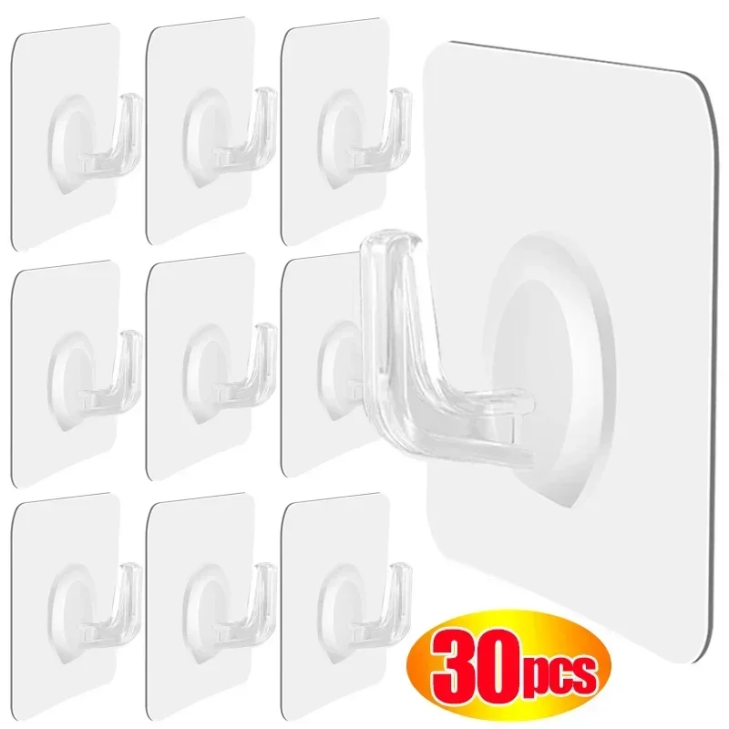 Transparent Wall Hooks Hangers Self Adhesive Door Wall Hangers Hooks Heavy Duty Multi-Purpose Bathroom Kitchen Storage Hook