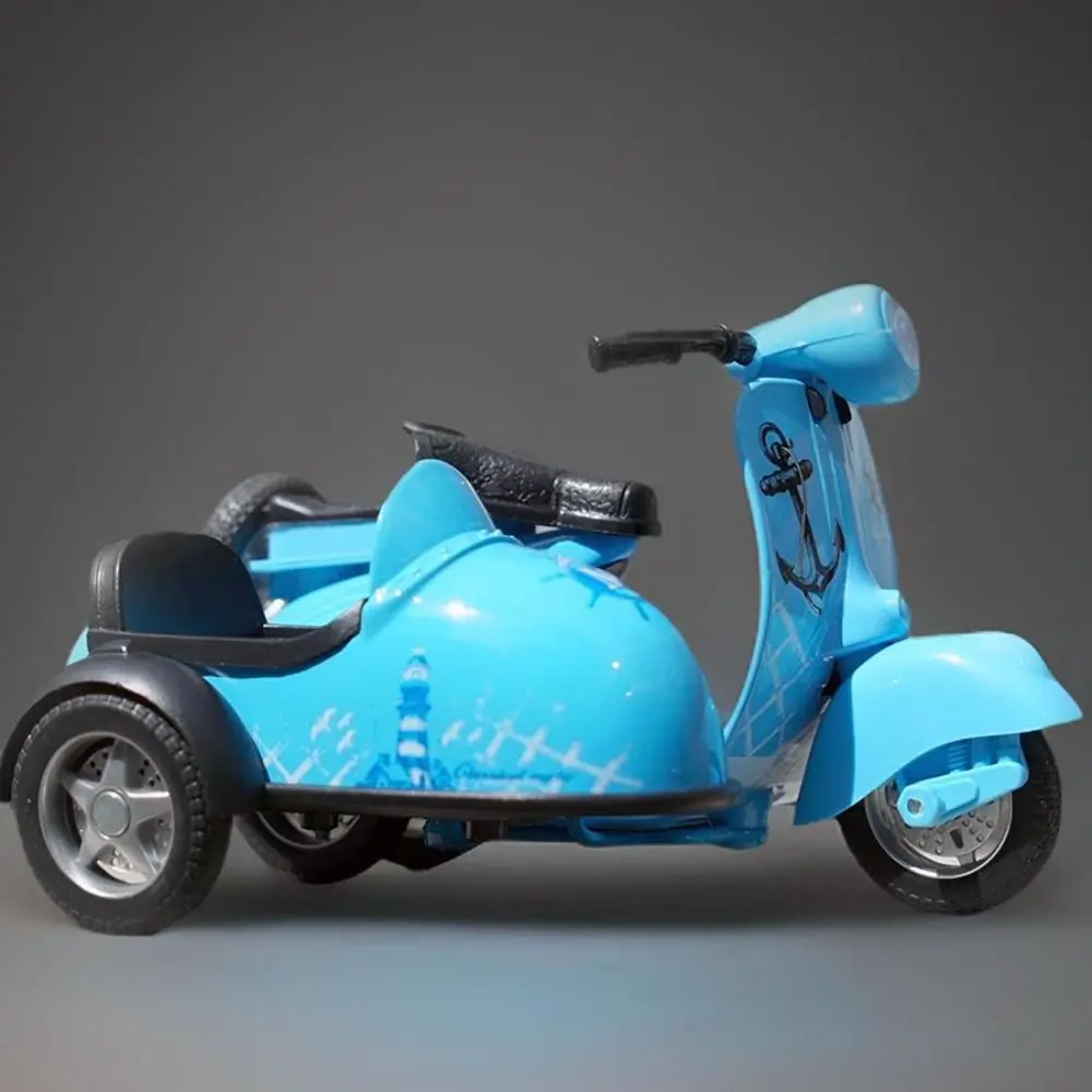 Modello di moto pull-back a tre ruote Simulazione Suono e luce Moto giocattolo in lega Mini collezione Modello di auto in miniatura