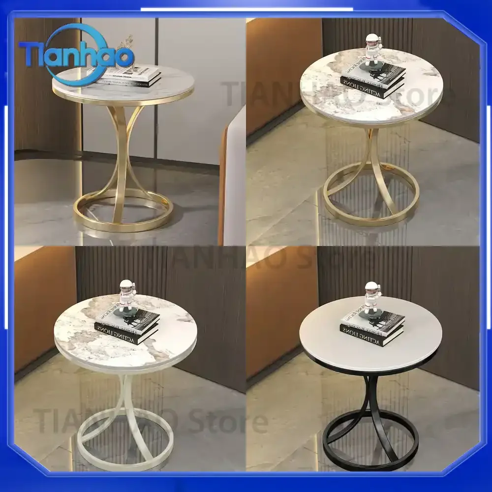 Modern Luxury Rock Slab Edge Coffee Table with Glass Small Sideboard for Living Room Sofa Corners Balcony Simple Movable Set