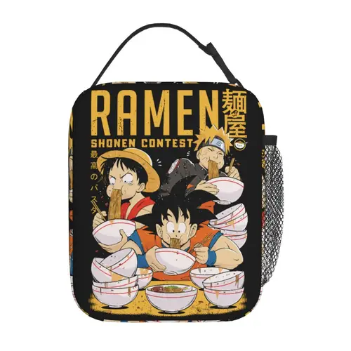 Shonen 라멘 콘테스트 애니메이션 Ones 조각 절연 런치 백, 대형 재사용 가능 쿨러 백, 점심 도시락 토트, 사무실 피크닉 소녀 소년 