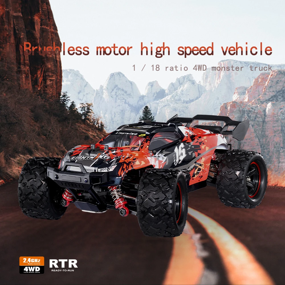 1:18 Full-scale RC Cars Brushless Motor High-speed Climbing Car Alloy Remote Control Model Four-wheel Drive Vehicle Toys Gifts