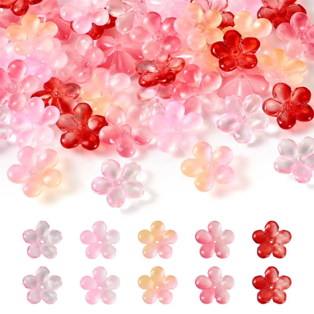 

50Pcs Handmade Lampwork Five-Petal Flower Beads Loose Spacer Beads For Jewelry Making Hairpin Handmade DIY Accessories